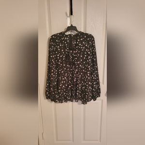 Black and White floral print blouse